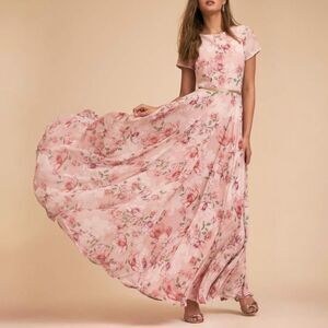 BHLDN Yumi Kim Cherish Dress Size Small Pink Floral Maxi Gown Bridesmaid Wedding